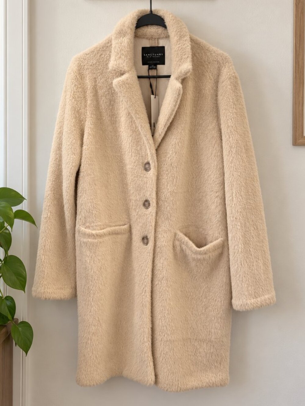 Sanctuary Hometown Faux Fur Jacket - Medium Ivory Teddy Coat